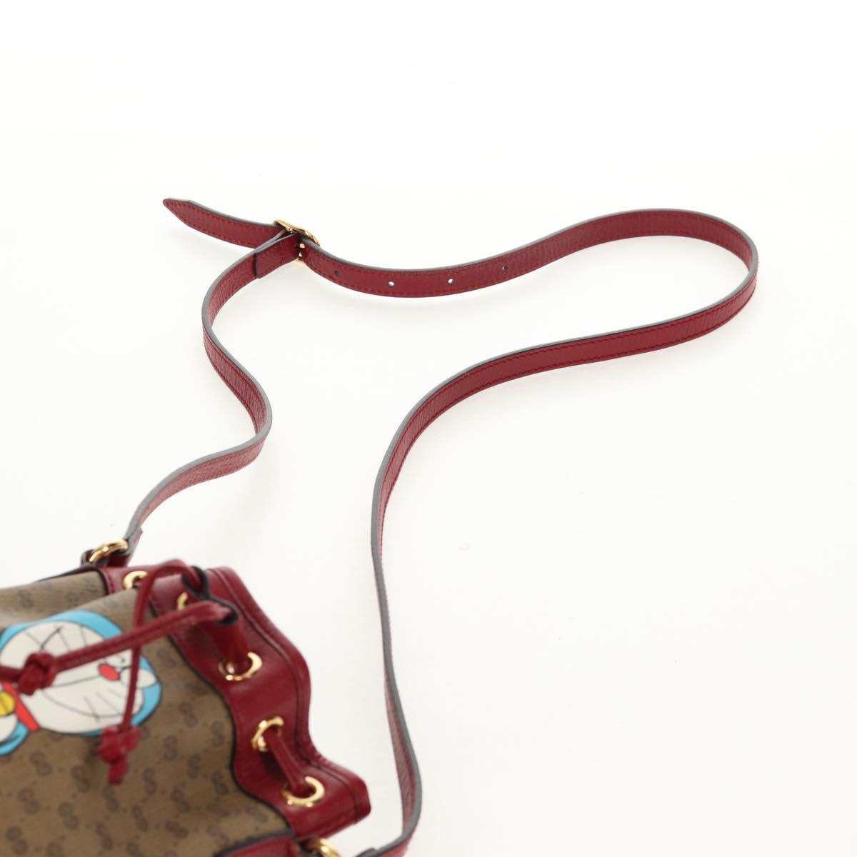 GUCCI Micro GG Supreme Doraemon Mini Bucket Bag PVC Beige 647801 Auth 157883SM