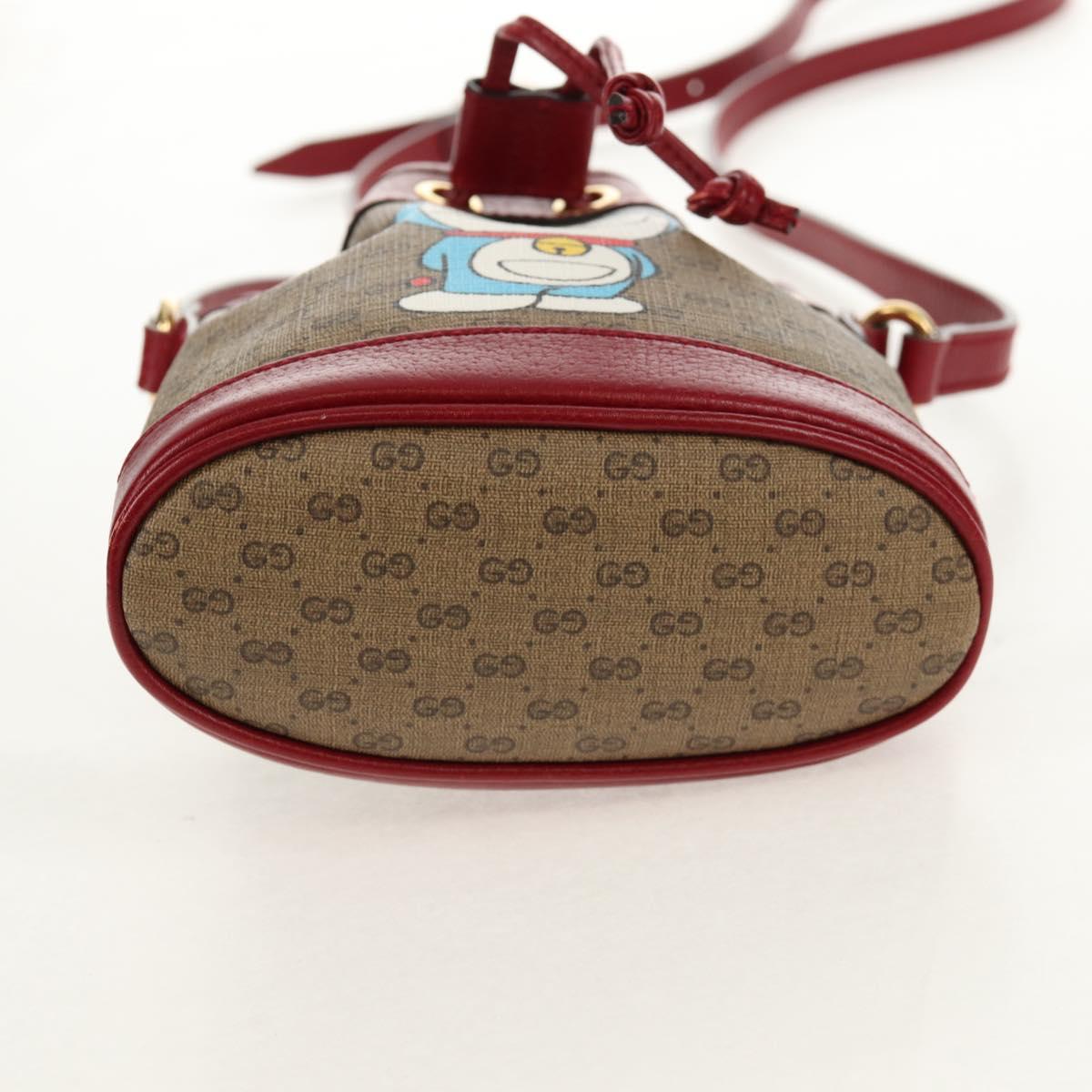GUCCI Micro GG Supreme Doraemon Mini Bucket Bag PVC Beige 647801 Auth 157883SM