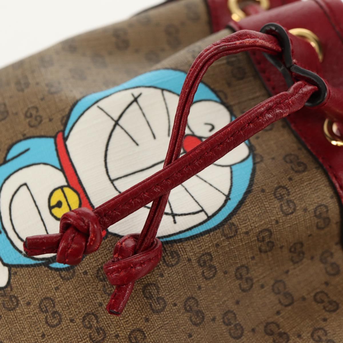 GUCCI Micro GG Supreme Doraemon Mini Bucket Bag PVC Beige 647801 Auth 157883SM
