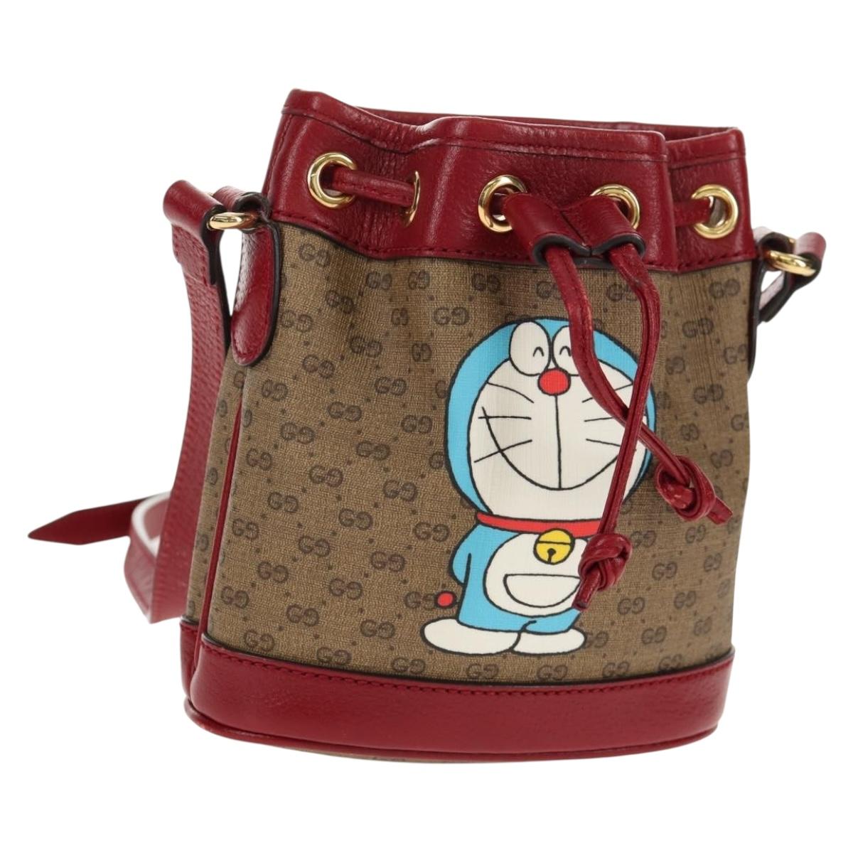 GUCCI Micro GG Supreme Doraemon Mini Bucket Bag PVC Beige 647801 Auth 157883SM