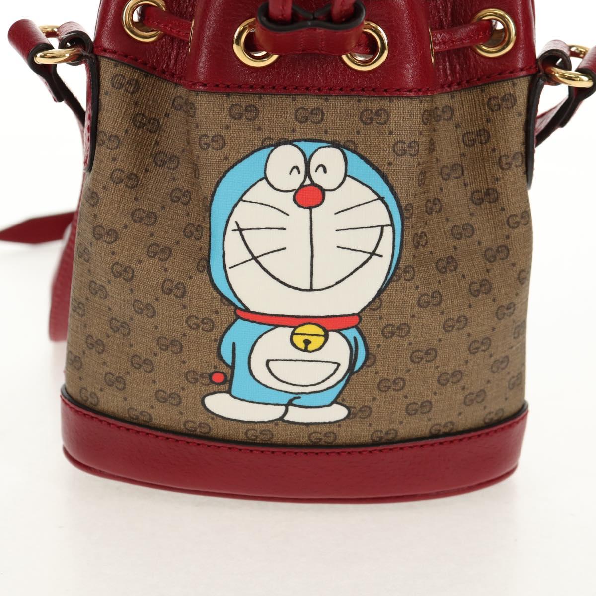 GUCCI Micro GG Supreme Doraemon Mini Bucket Bag PVC Beige 647801 Auth 157883SM