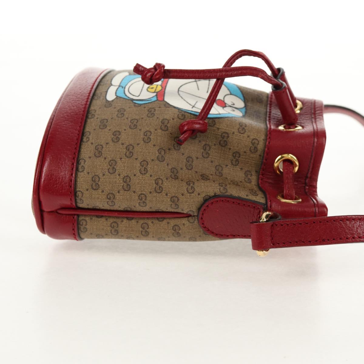 GUCCI Micro GG Supreme Doraemon Mini Bucket Bag PVC Beige 647801 Auth 157883SM
