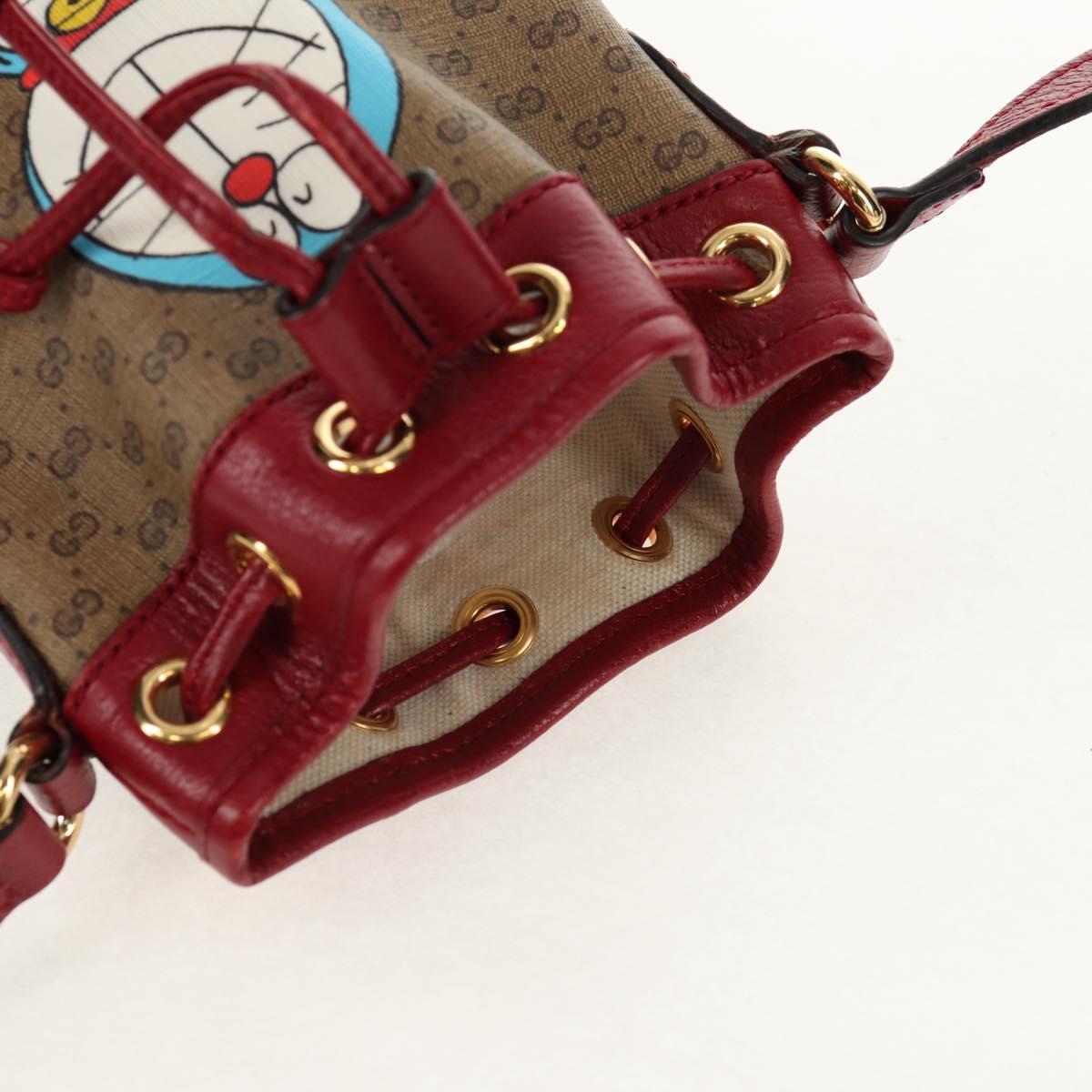 GUCCI Micro GG Supreme Doraemon Mini Bucket Bag PVC Beige 647801 Auth 157883SM
