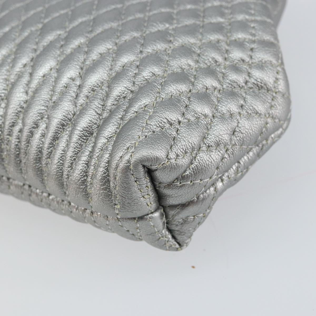 BALLY Pouch Leather Silver Auth 157887