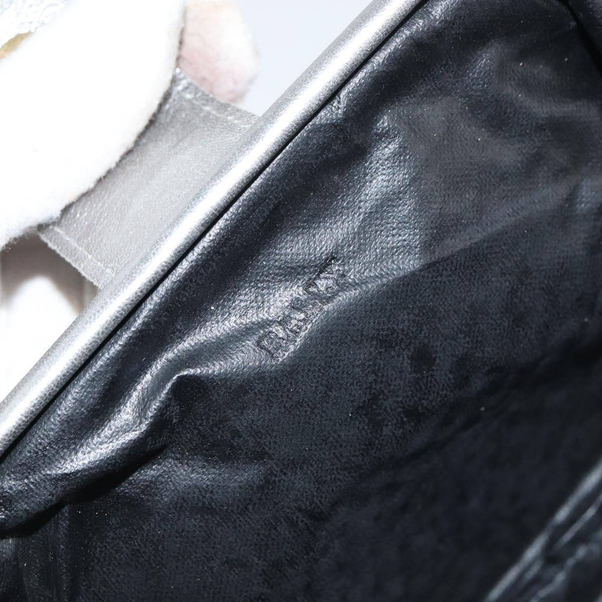 BALLY Pouch Leather Silver Auth 157887