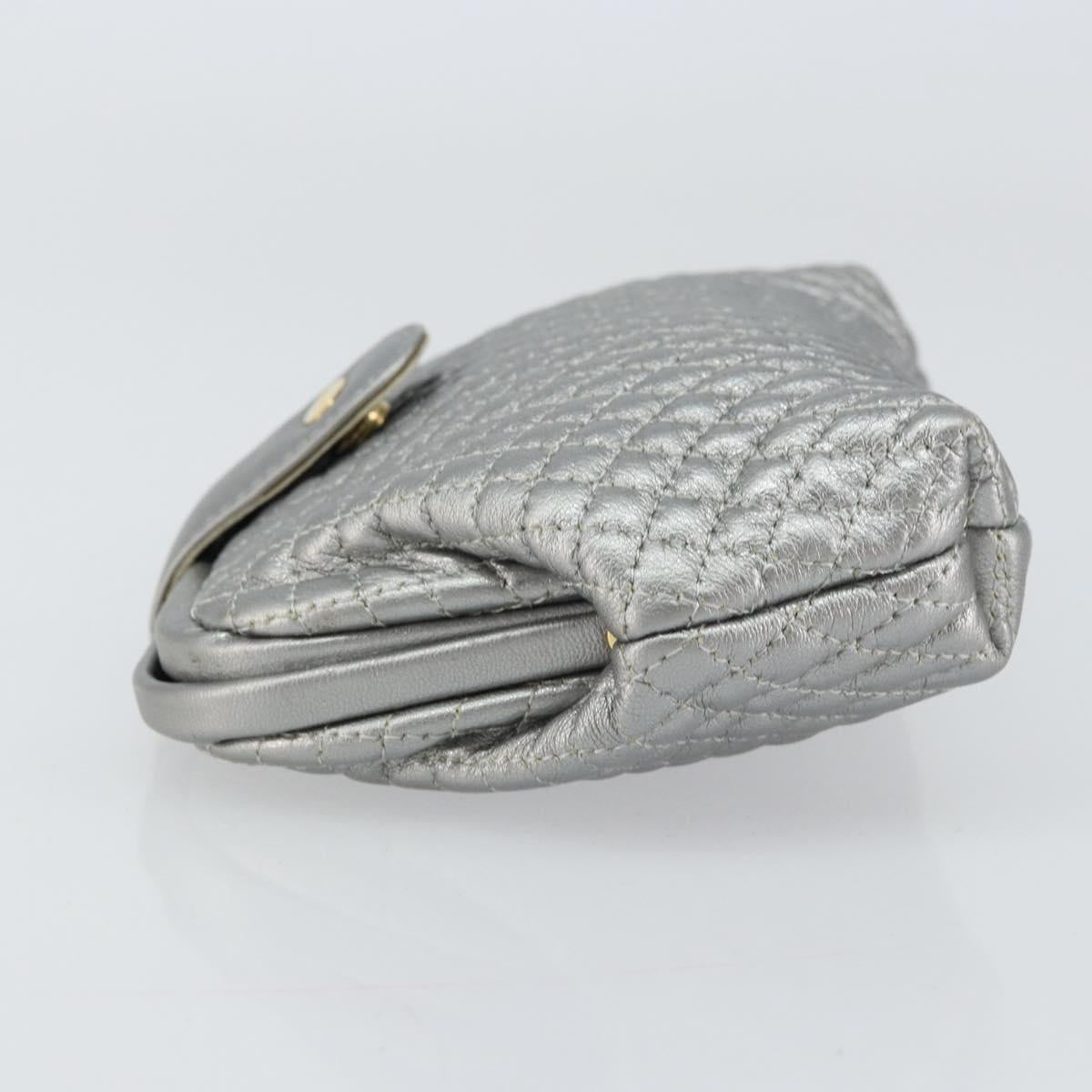 BALLY Pouch Leather Silver Auth 157887