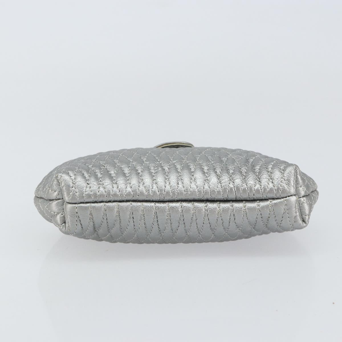 BALLY Pouch Leather Silver Auth 157887