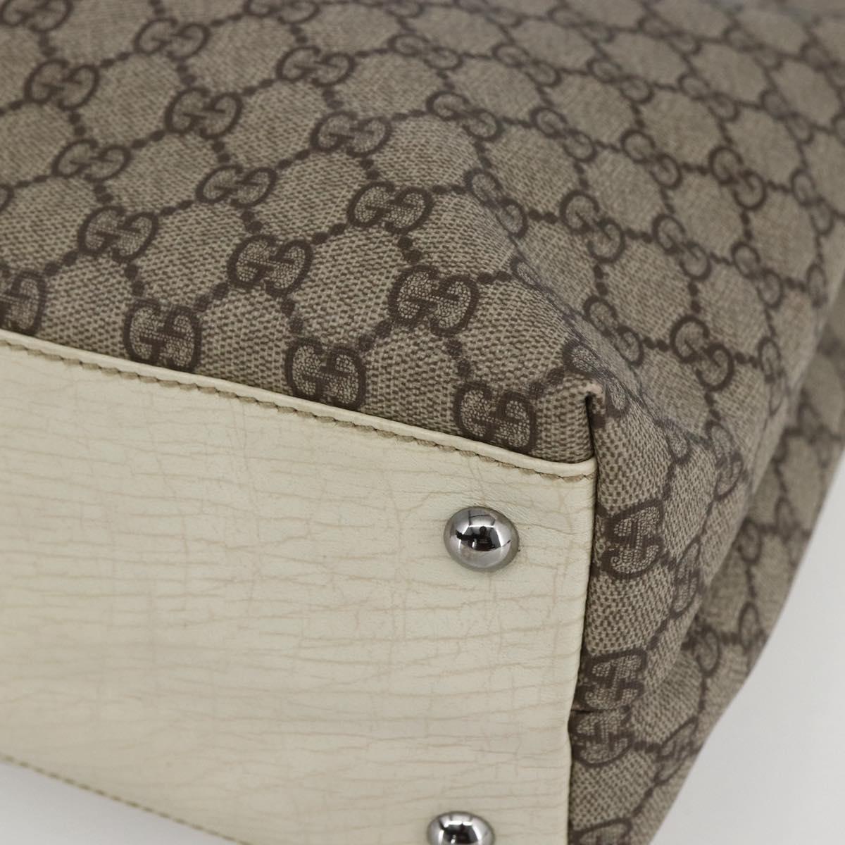 GUCCI GG Supreme Tote Bag PVC Beige Silver 131220 Auth 157900