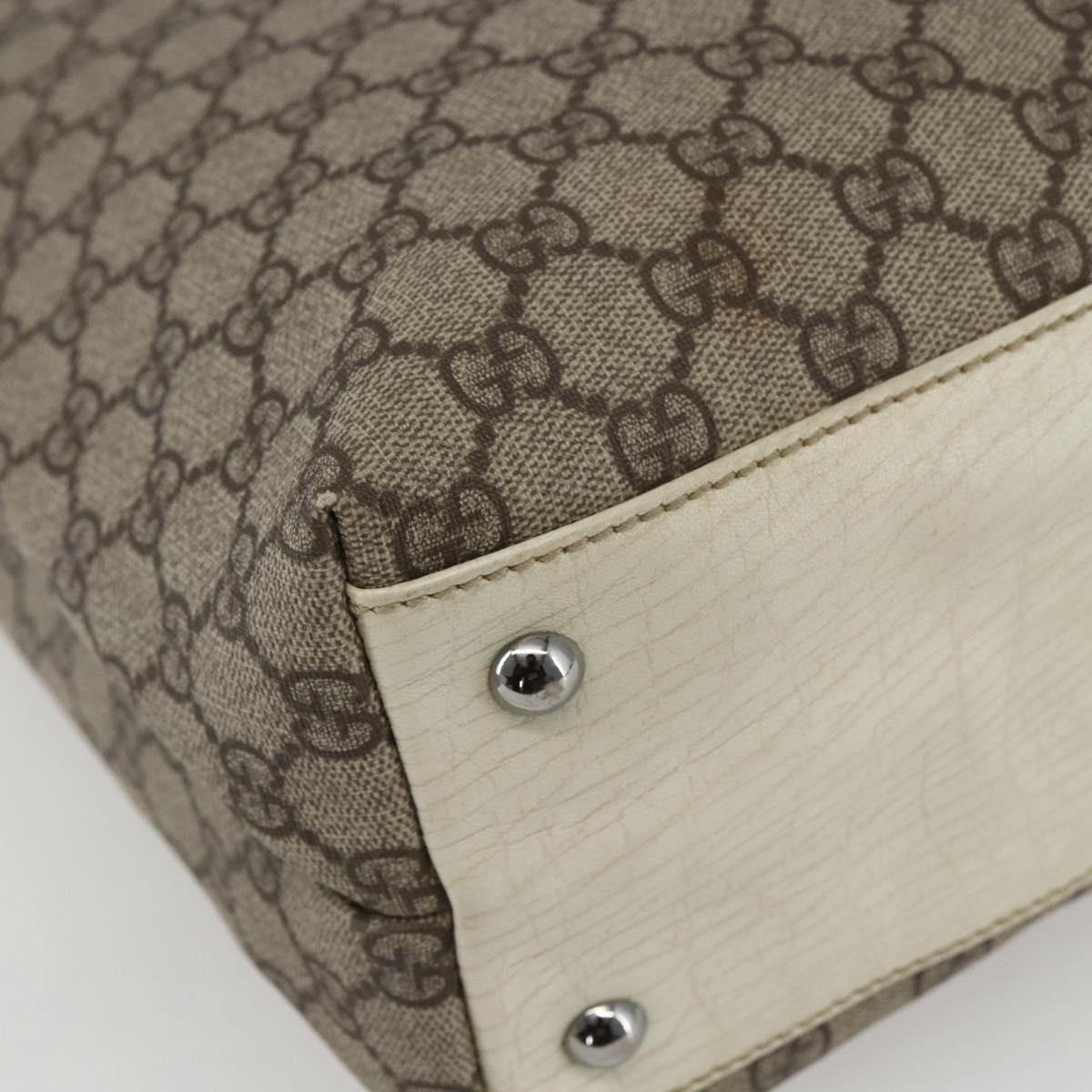 GUCCI GG Supreme Tote Bag PVC Beige Silver 131220 Auth 157900