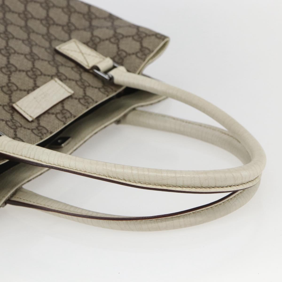 GUCCI GG Supreme Tote Bag PVC Beige Silver 131220 Auth 157900