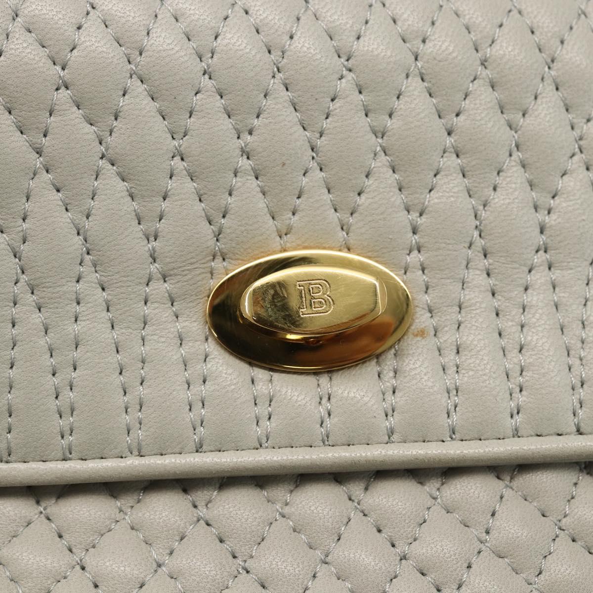 BALLY Hand Bag Leather Ivory Gold Auth 157907