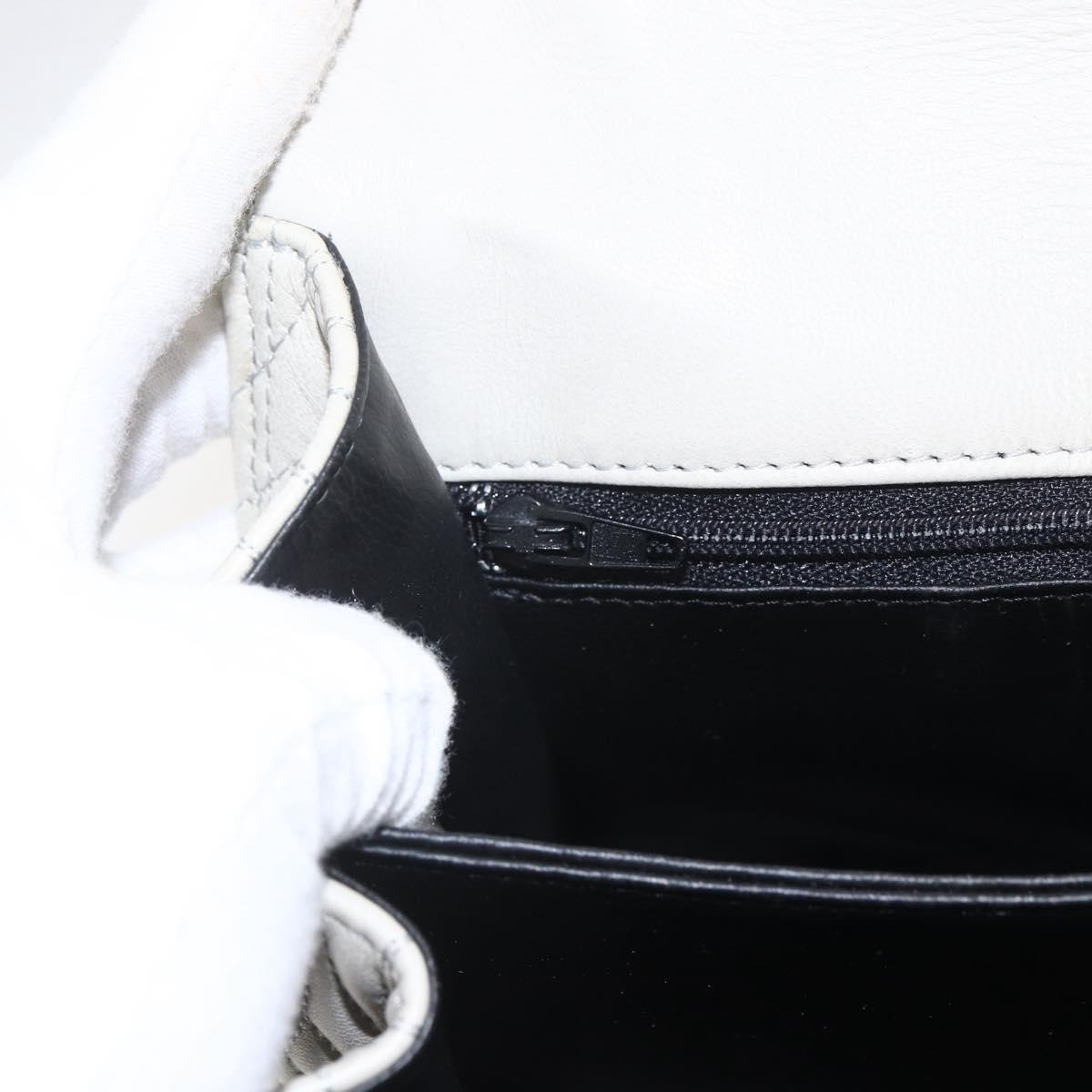 BALLY Hand Bag Leather Ivory Gold Auth 157907