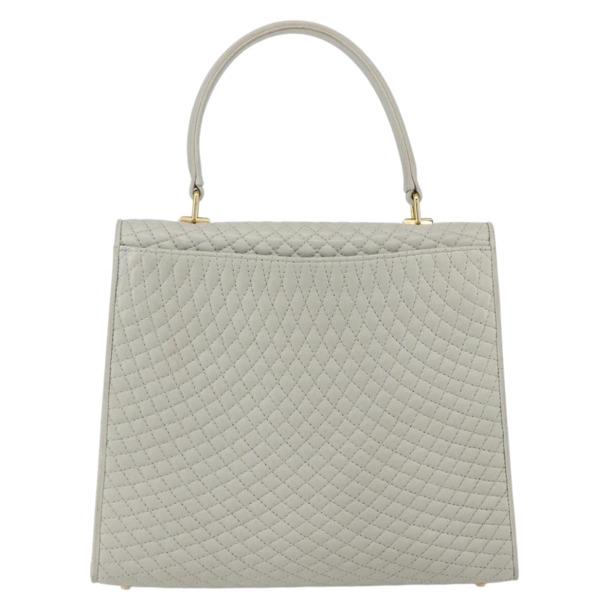 BALLY Hand Bag Leather Ivory Gold Auth 157907