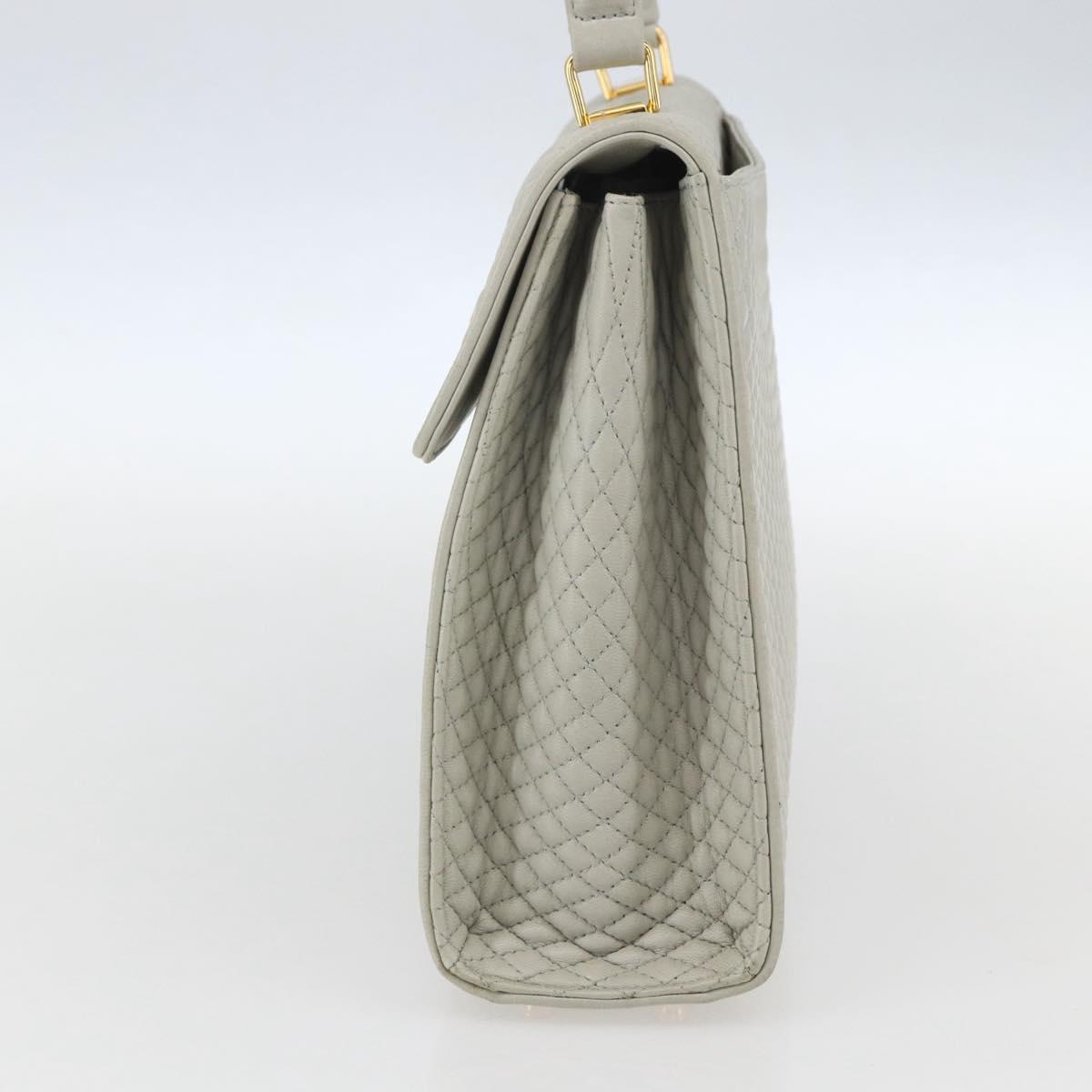 BALLY Hand Bag Leather Ivory Gold Auth 157907