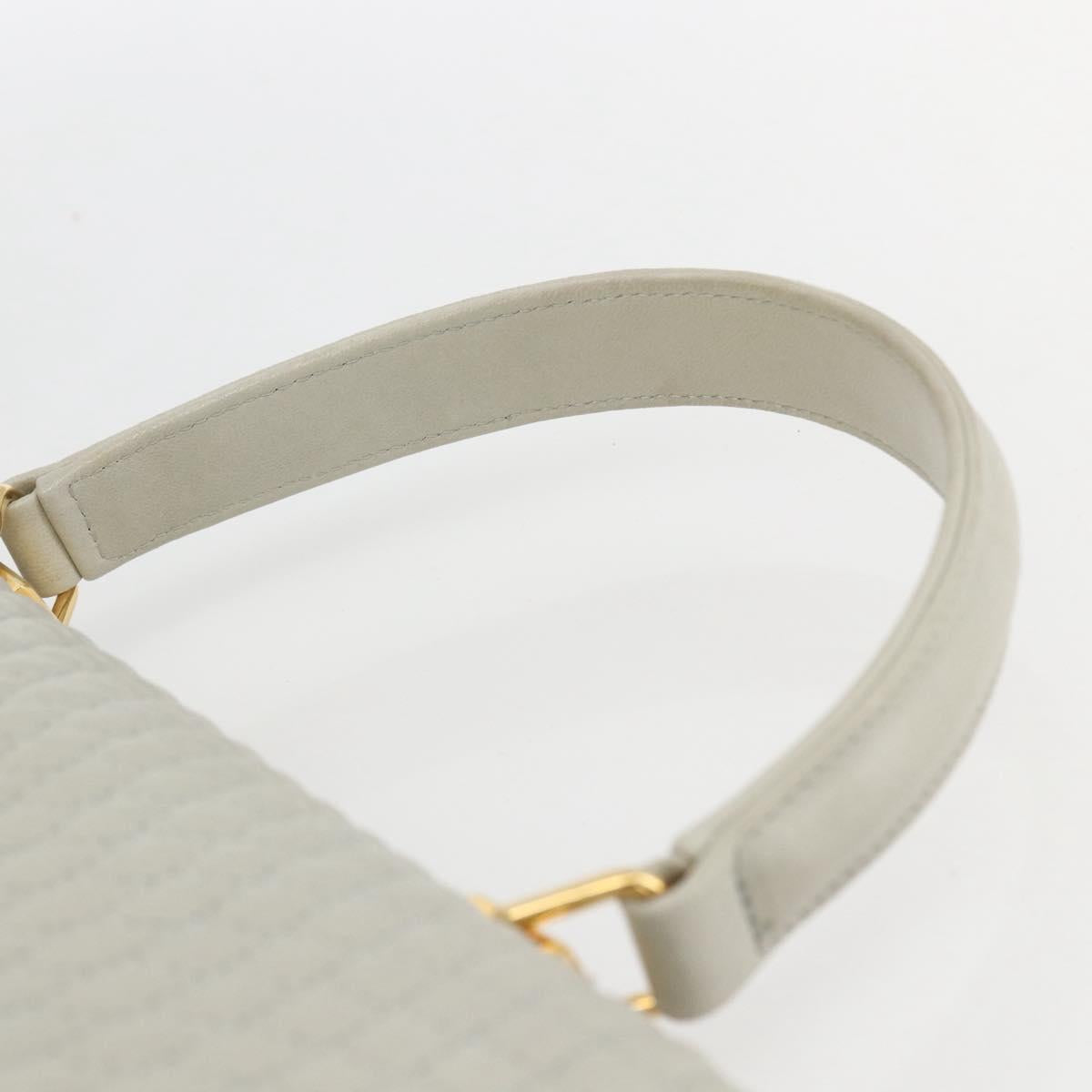 BALLY Hand Bag Leather Ivory Gold Auth 157907