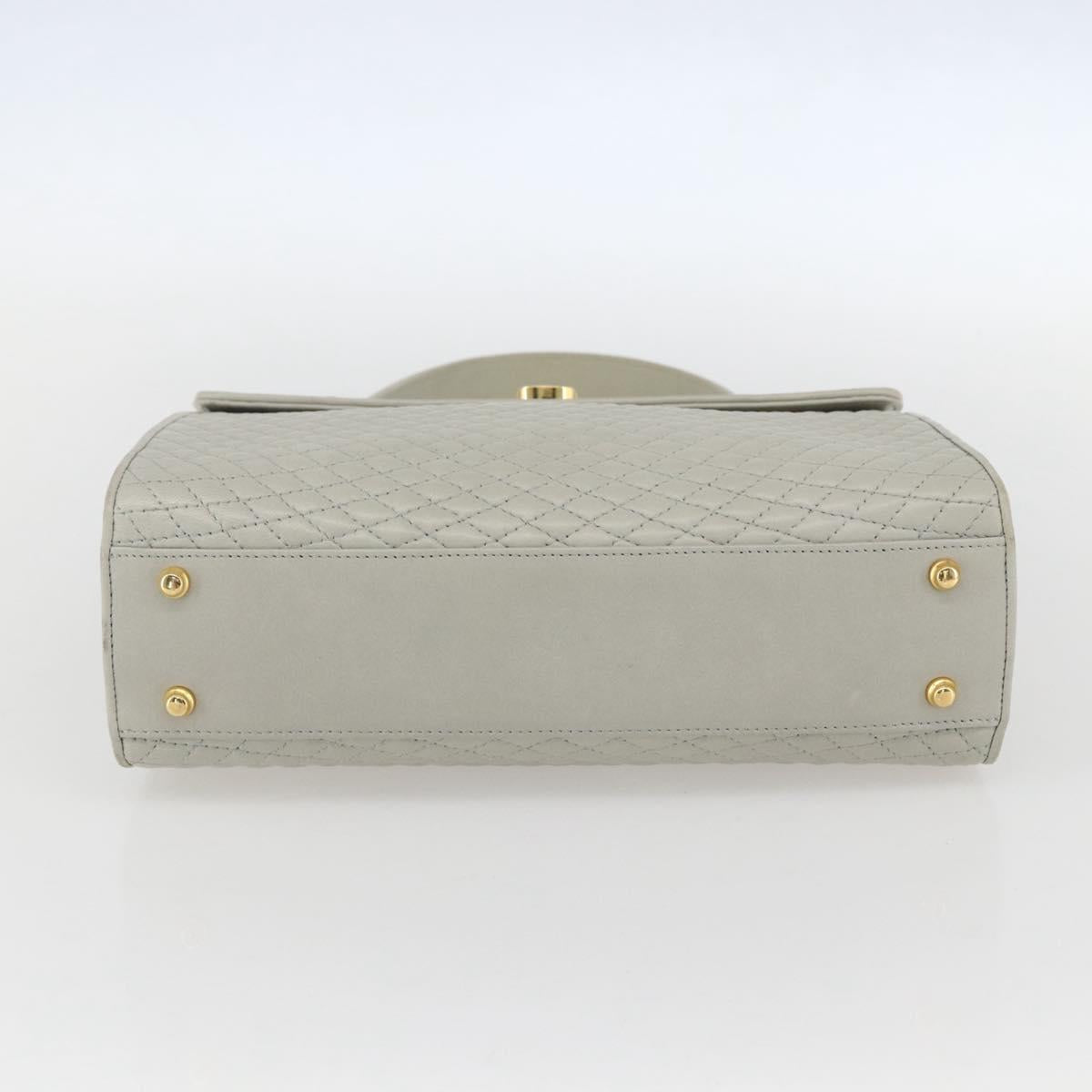 BALLY Hand Bag Leather Ivory Gold Auth 157907