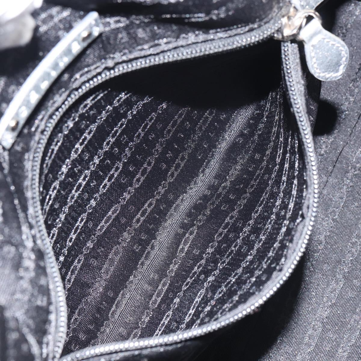 CELINE Hand Bag Leather Silver Auth 157912