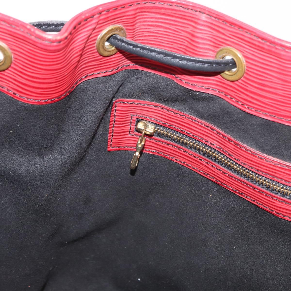 LOUIS VUITTON Epi Petit Noe Shoulder Bag Bicolor Black Red M44017 LV Auth 157914