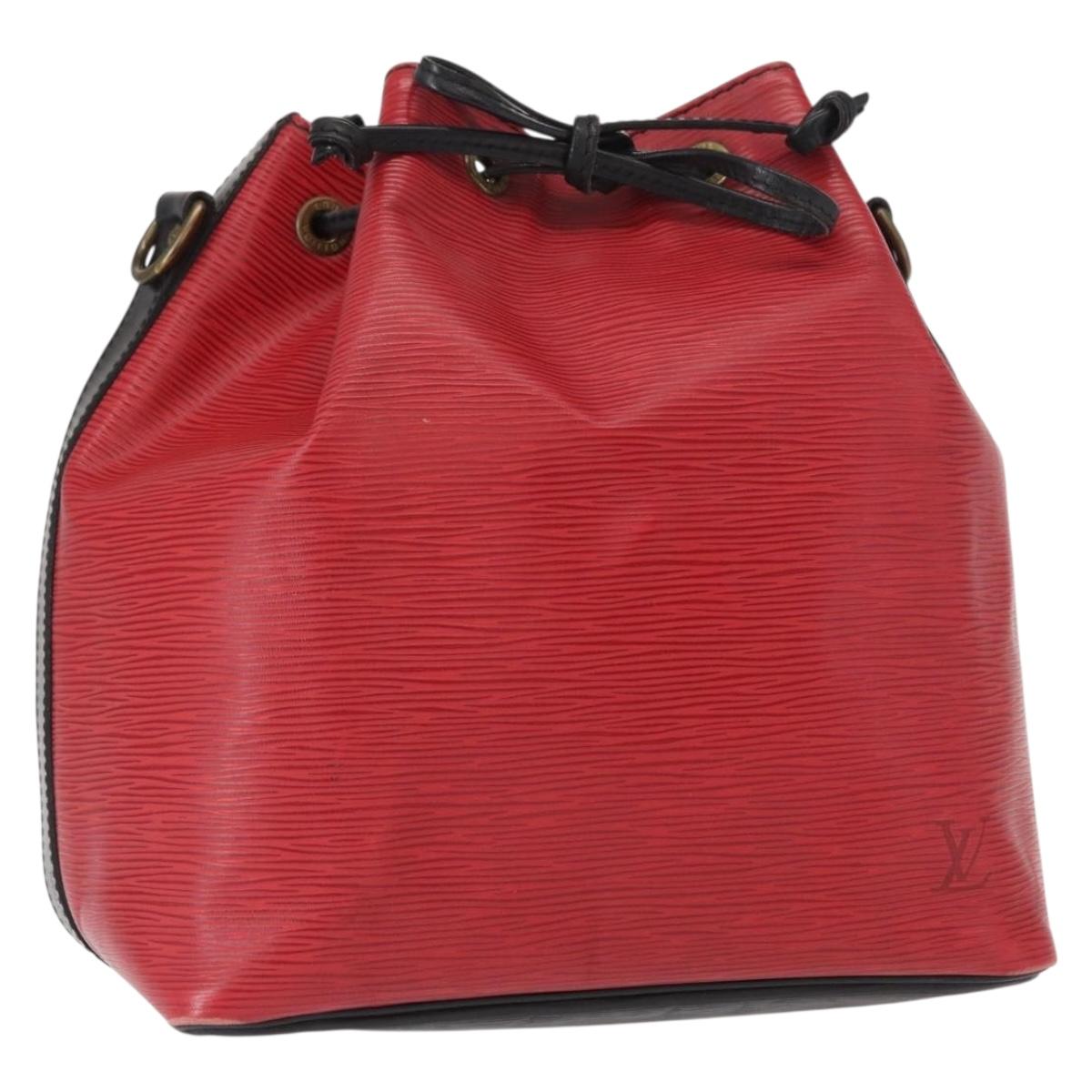 LOUIS VUITTON Epi Petit Noe Shoulder Bag Bicolor Black Red M44017 LV Auth 157914