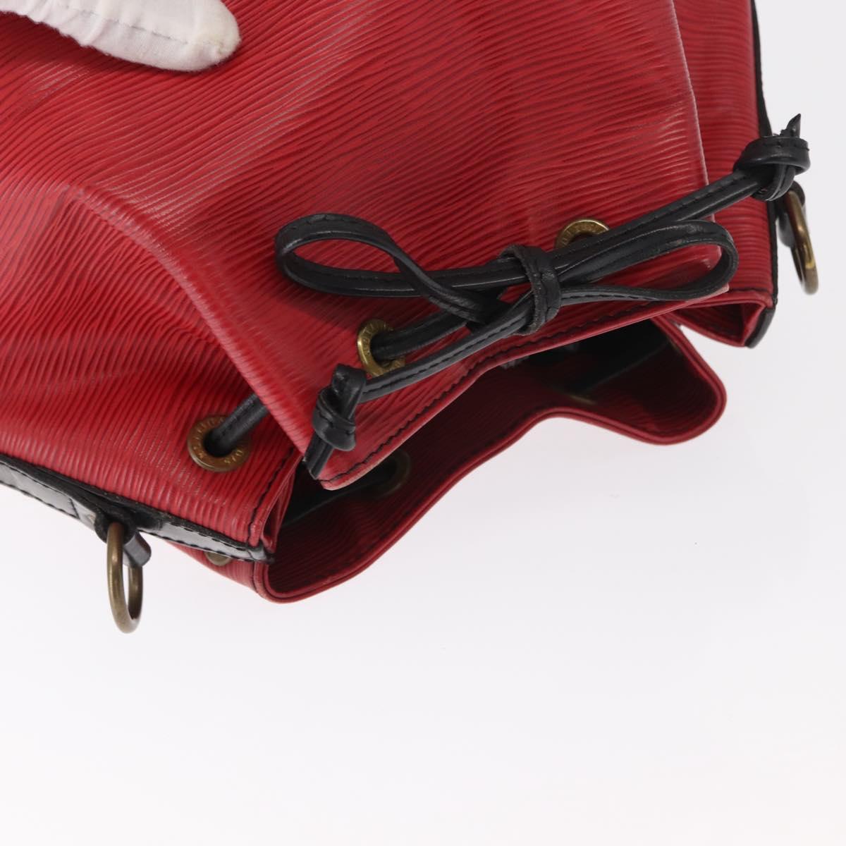 LOUIS VUITTON Epi Petit Noe Shoulder Bag Bicolor Black Red M44017 LV Auth 157914