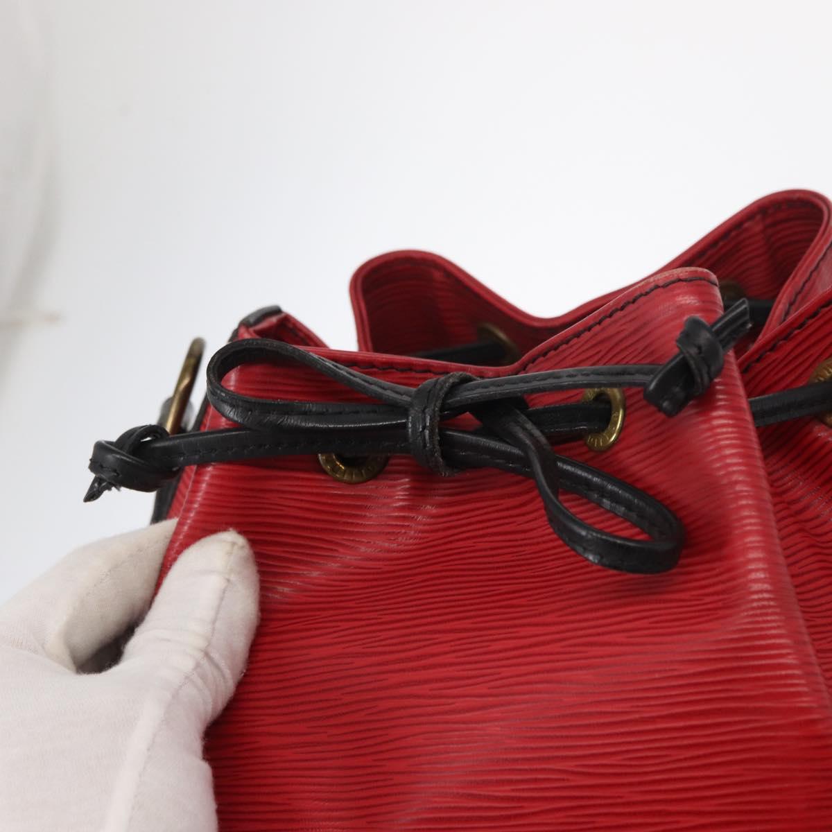 LOUIS VUITTON Epi Petit Noe Shoulder Bag Bicolor Black Red M44017 LV Auth 157914