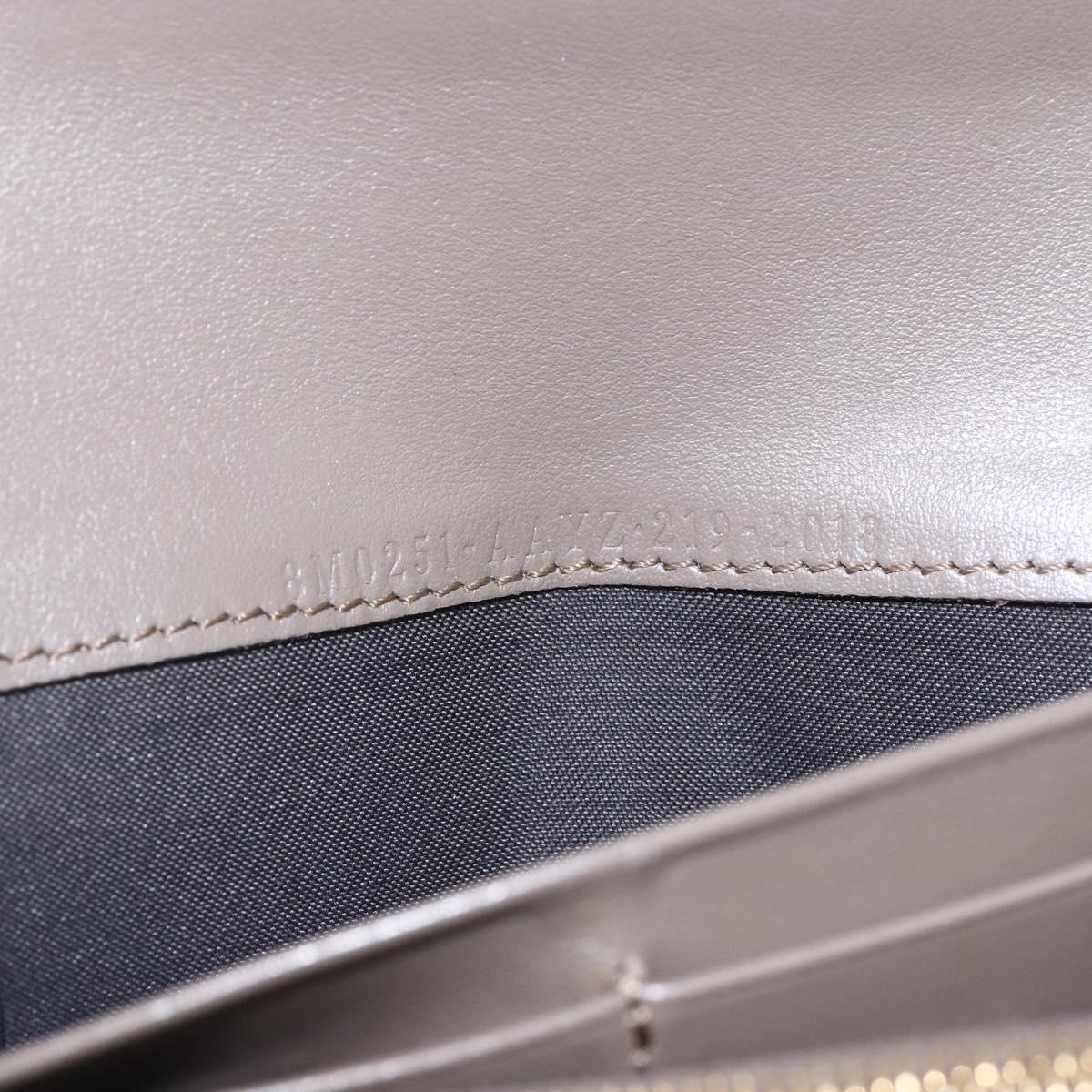 FENDI Continental Wallet Leather Gray Gold Auth 157935