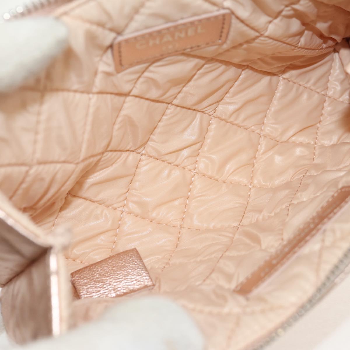 CHANEL Matelasse Pouch Lamb Skin Pink Gold CC Auth 157936M