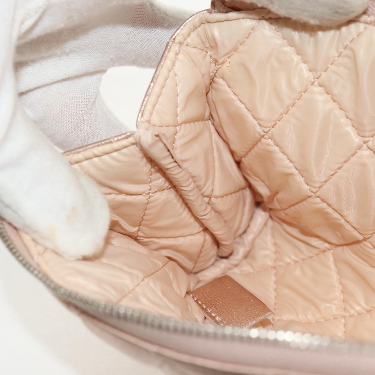 CHANEL Matelasse Pouch Lamb Skin Pink Gold CC Auth 157936M