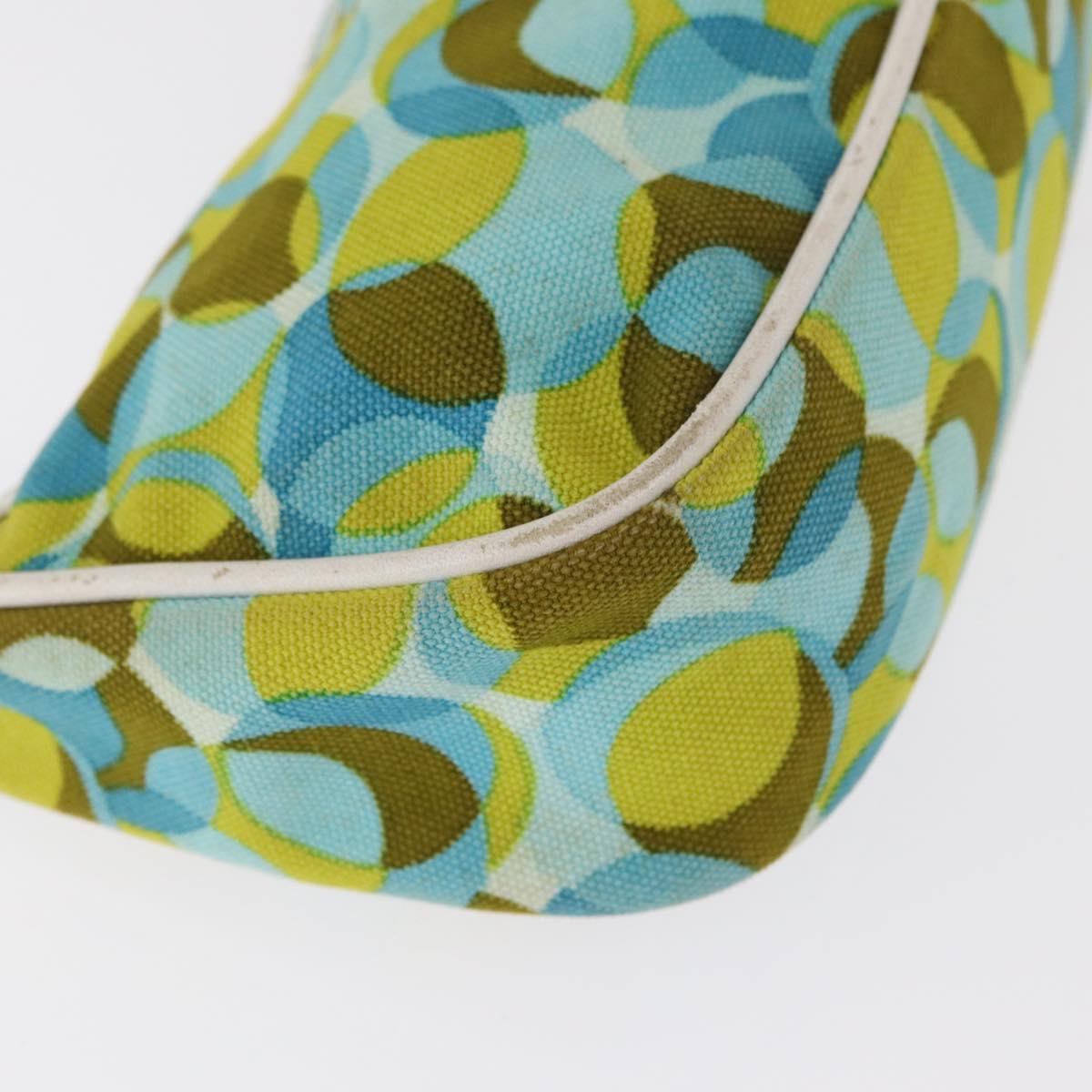 CELINE Accessory Pouch Canvas Green Silver Auth 157942
