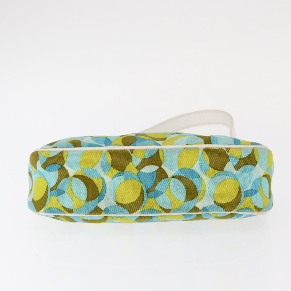 CELINE Accessory Pouch Canvas Green Silver Auth 157942