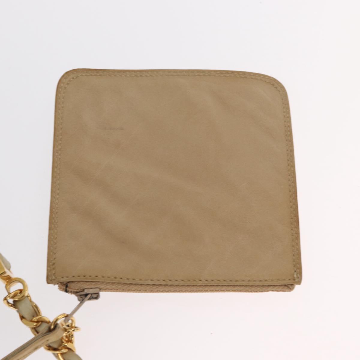CHANEL Chain Shoulder Bag Leather Ivory Gold CC Auth 157949A