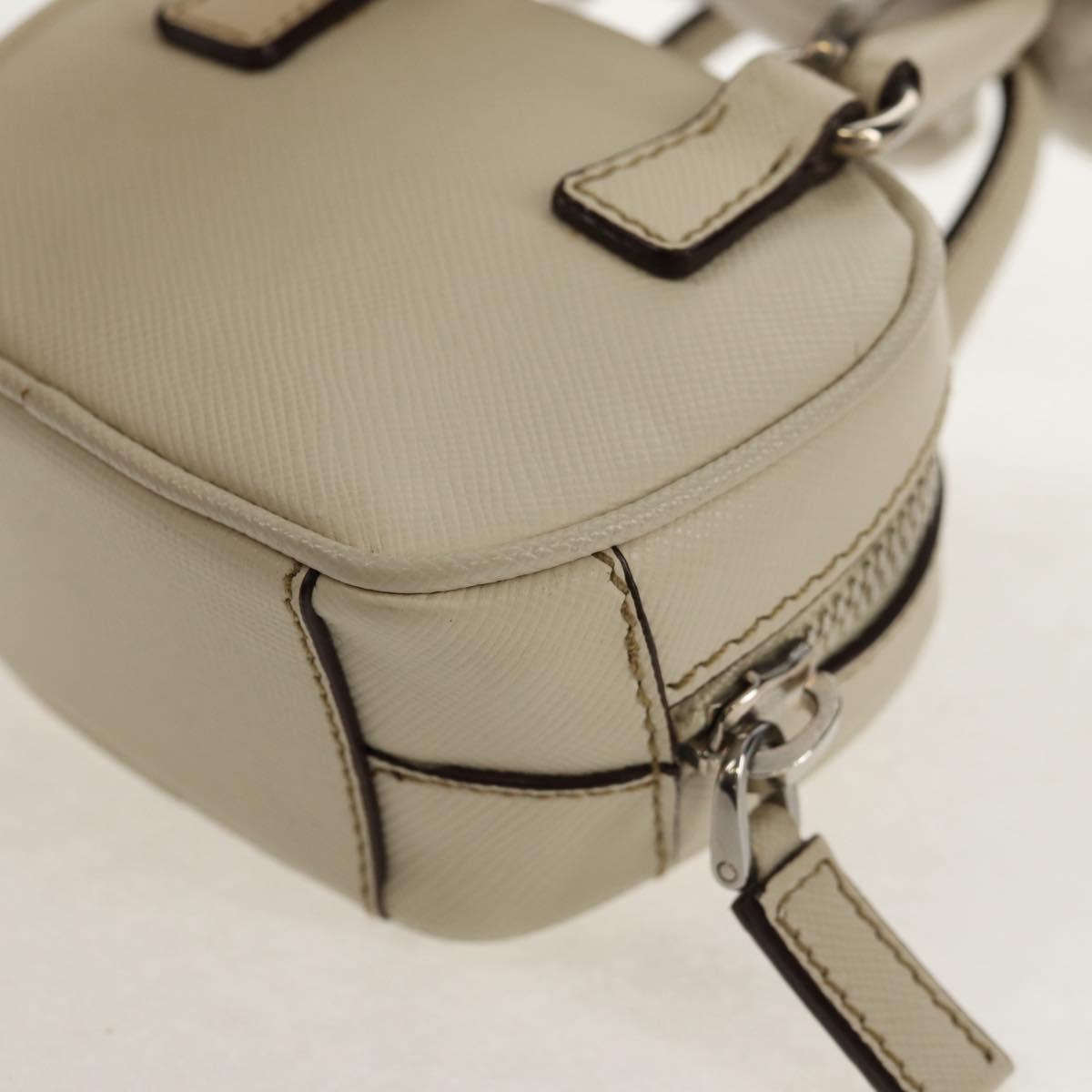 PRADA Pouch Safiano Ivory Silver Auth 157955V