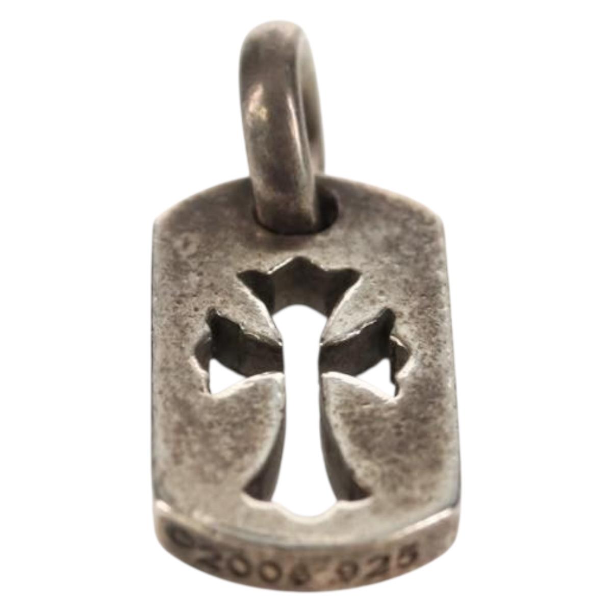 Chrome Hearts Tiny Cutout Cross Dog Tag Pendant top Ag925 Silver Auth 157994SAM