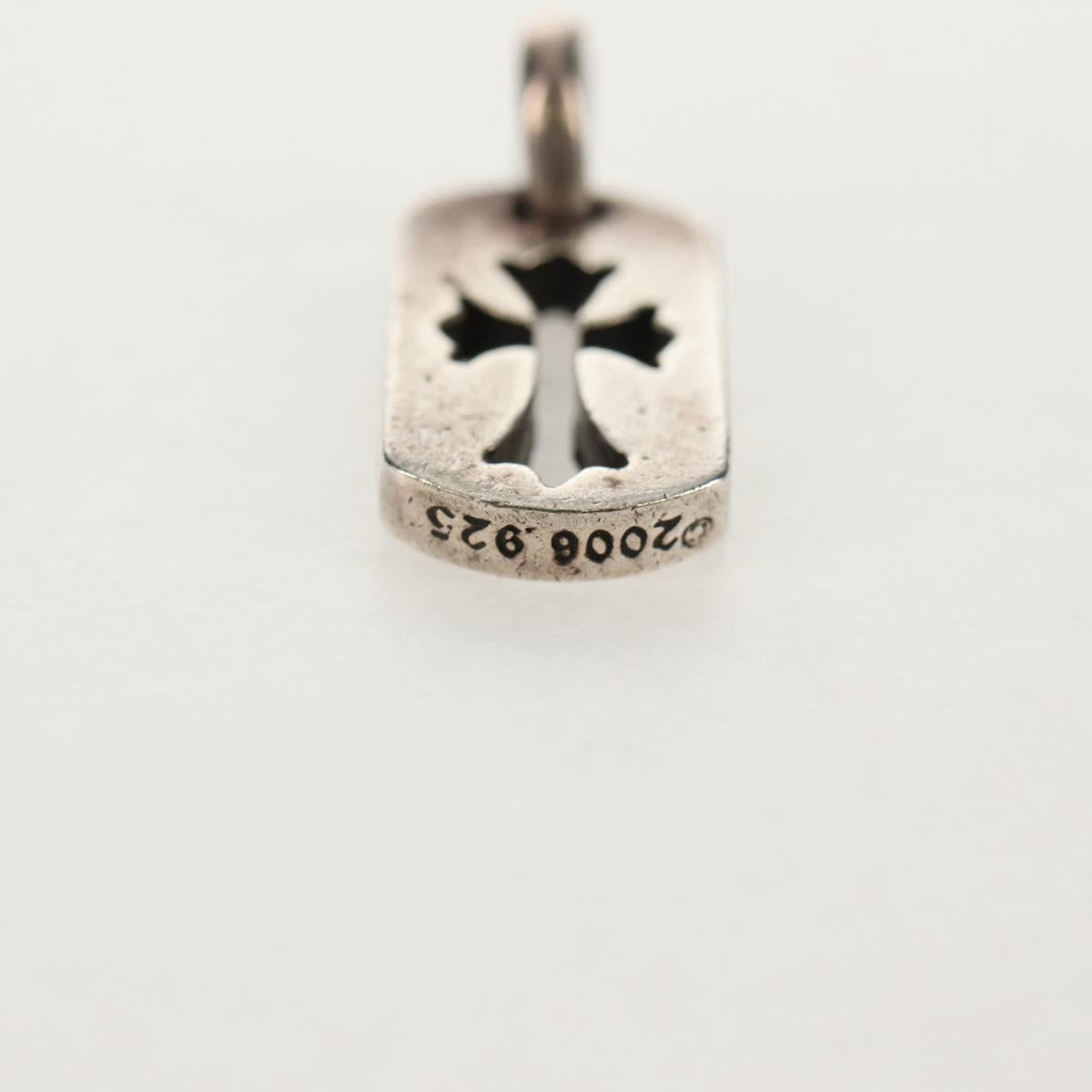 Chrome Hearts Tiny Cutout Cross Dog Tag Pendant top Ag925 Silver Auth 157997SAM