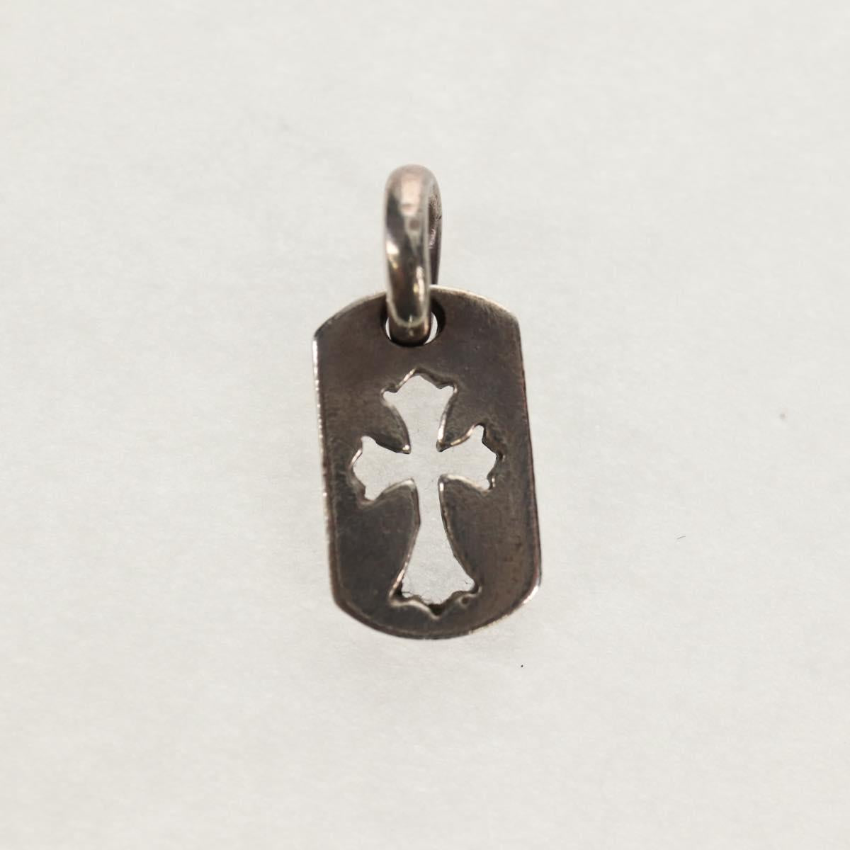 Chrome Hearts Tiny Cutout Cross Dog Tag Pendant top Ag925 Silver Auth 157997SAM
