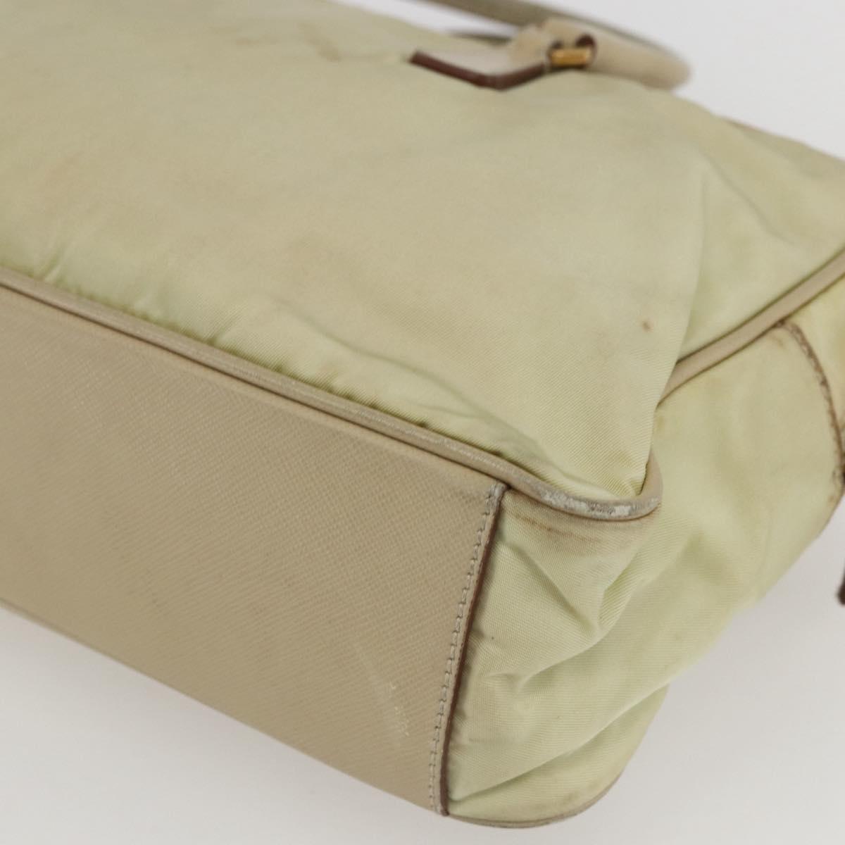 PRADA Hand Bag Nylon Ivory Gold Auth 158011