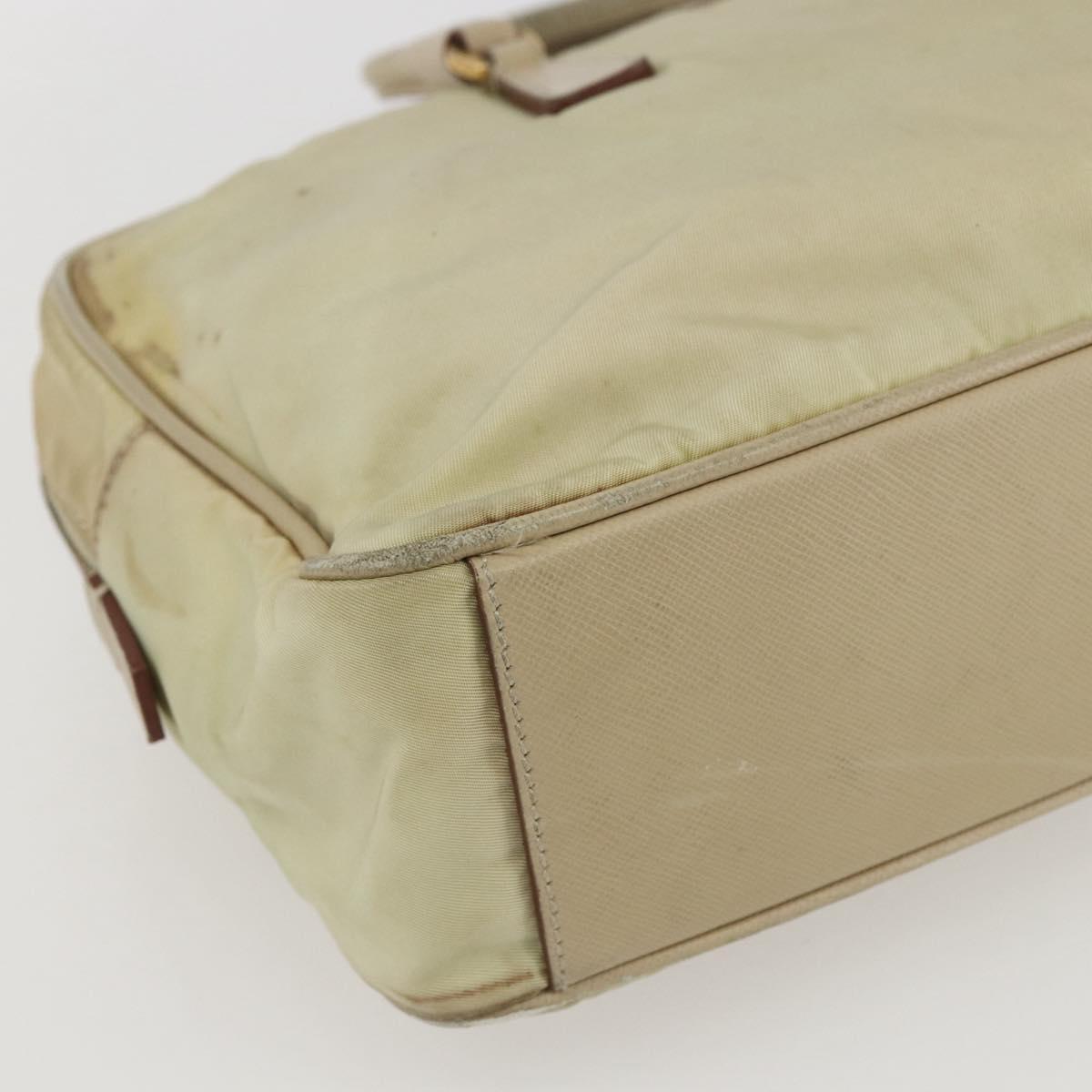 PRADA Hand Bag Nylon Ivory Gold Auth 158011