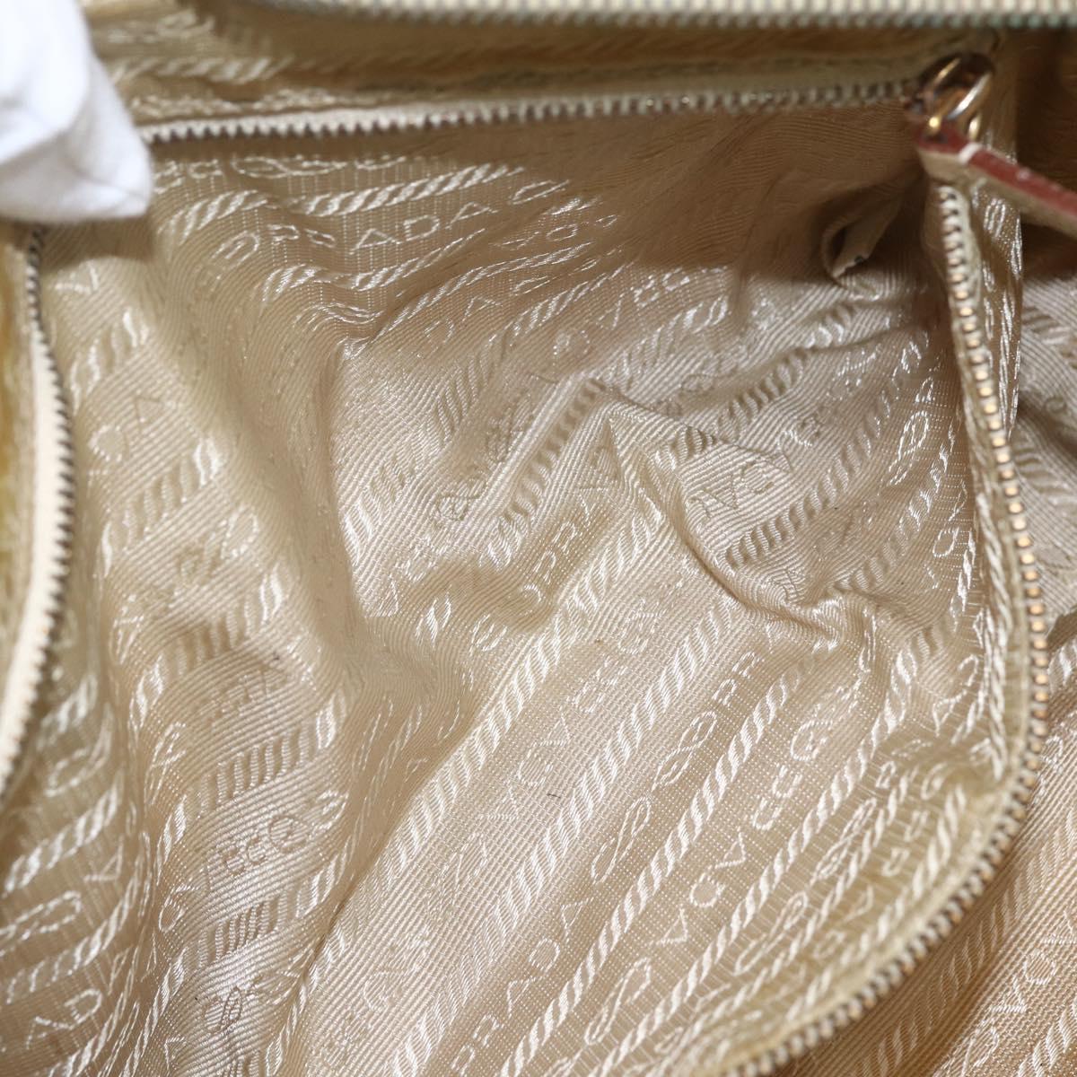 PRADA Hand Bag Nylon Ivory Gold Auth 158011