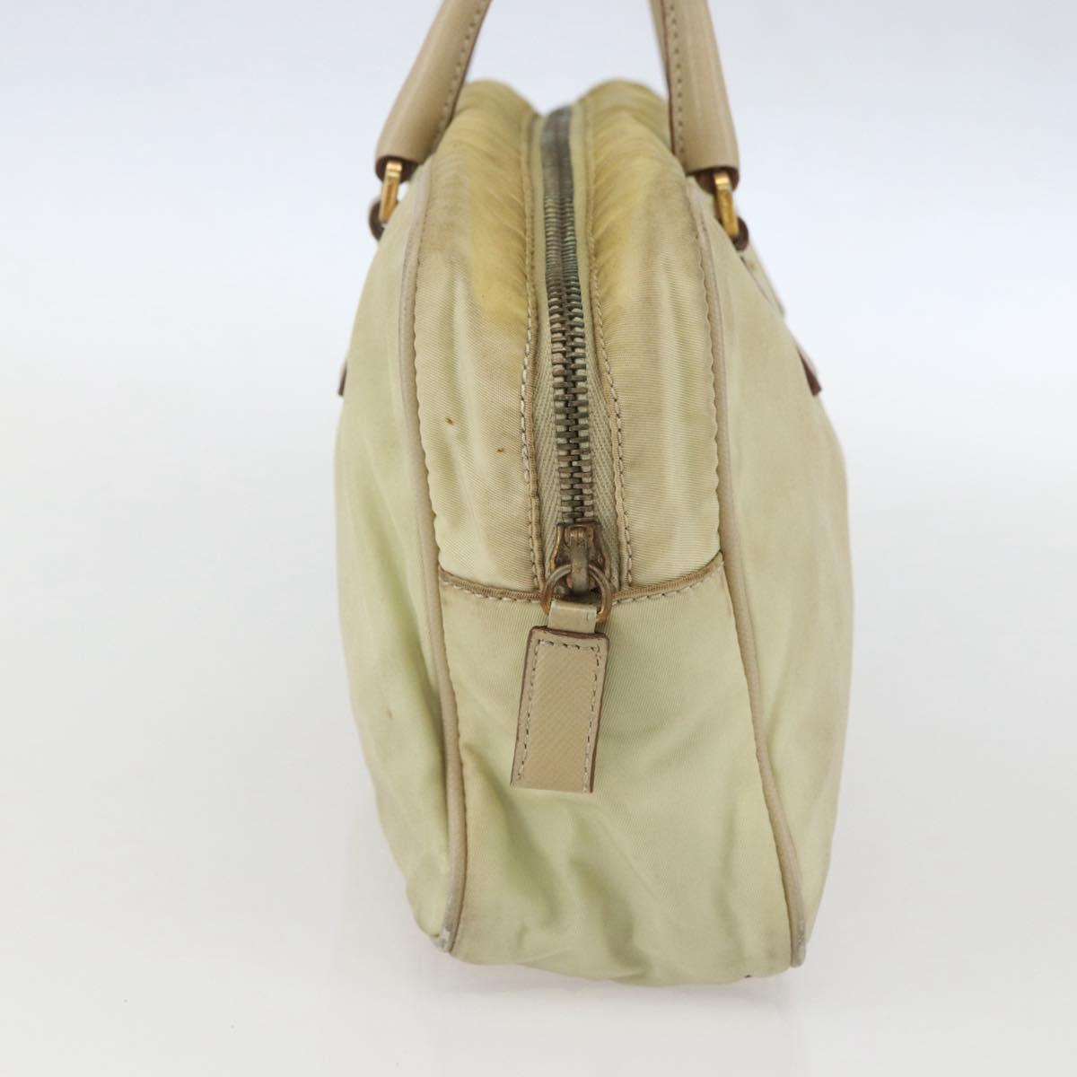 PRADA Hand Bag Nylon Ivory Gold Auth 158011