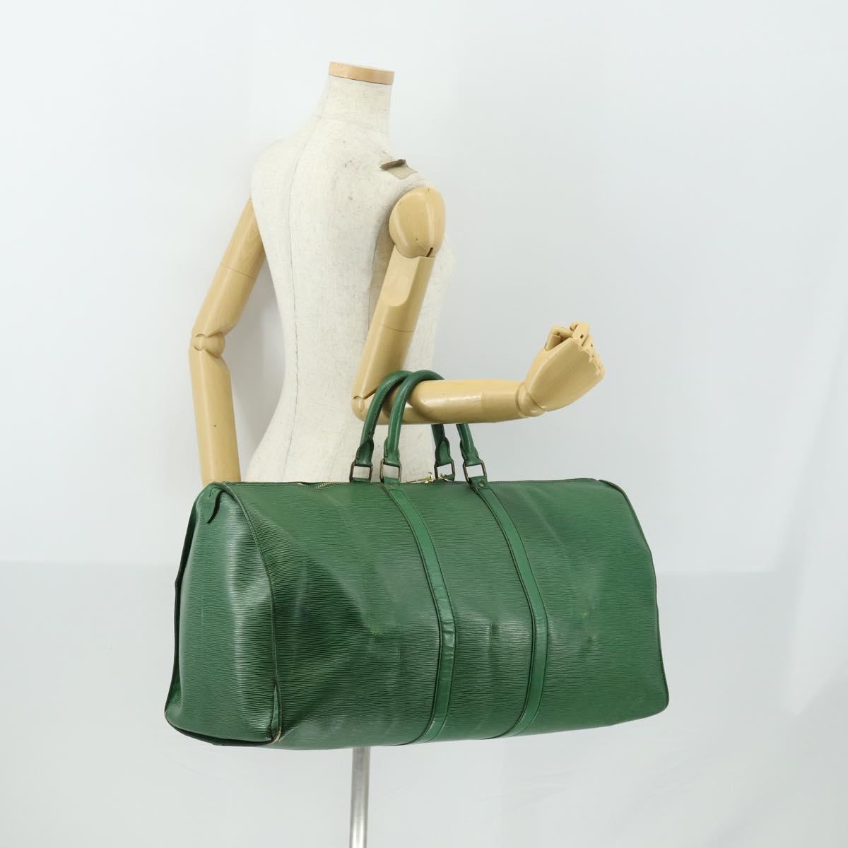 LOUIS VUITTON Epi Keepall 55 Boston Bag Green M42954 LV Auth 158013