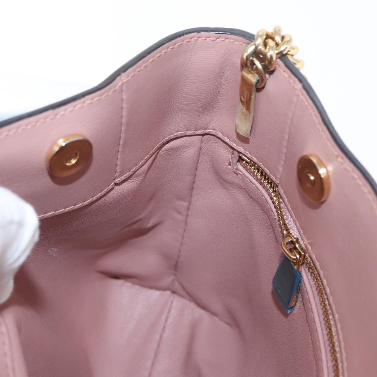 Salvatore Ferragamo Chain Vala Shoulder Bag Leather 2way Pink Gold Auth 158017