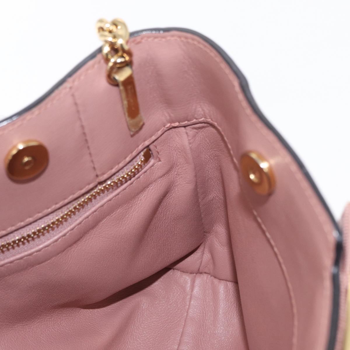 Salvatore Ferragamo Chain Vala Shoulder Bag Leather 2way Pink Gold Auth 158017