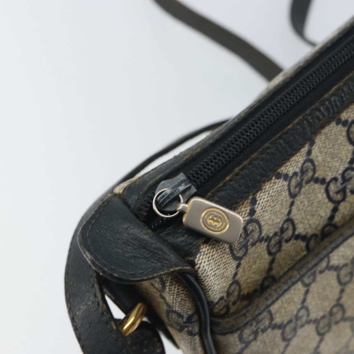 GUCCI GG Supreme Sherry Line Shoulder Bag PVC Navy Gold 89 02 032 Auth 158018