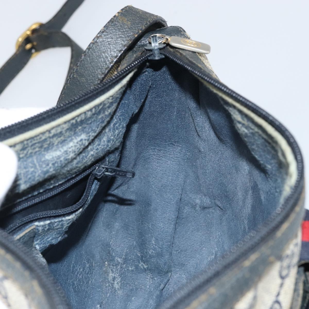 GUCCI GG Supreme Sherry Line Shoulder Bag PVC Navy Gold 89 02 032 Auth 158018