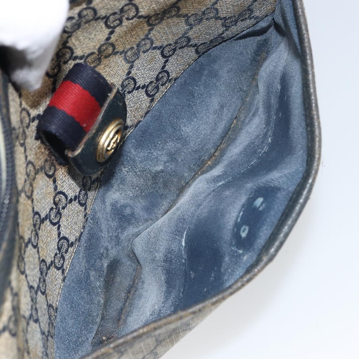 GUCCI GG Supreme Sherry Line Shoulder Bag PVC Navy Gold 89 02 032 Auth 158018