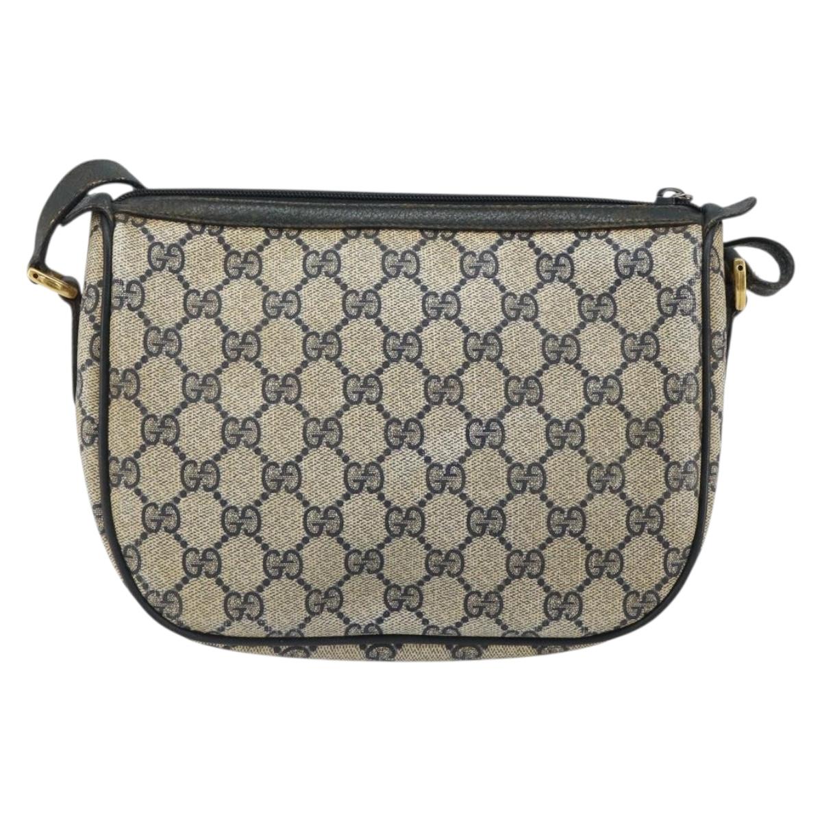 GUCCI GG Supreme Sherry Line Shoulder Bag PVC Navy Gold 89 02 032 Auth 158018