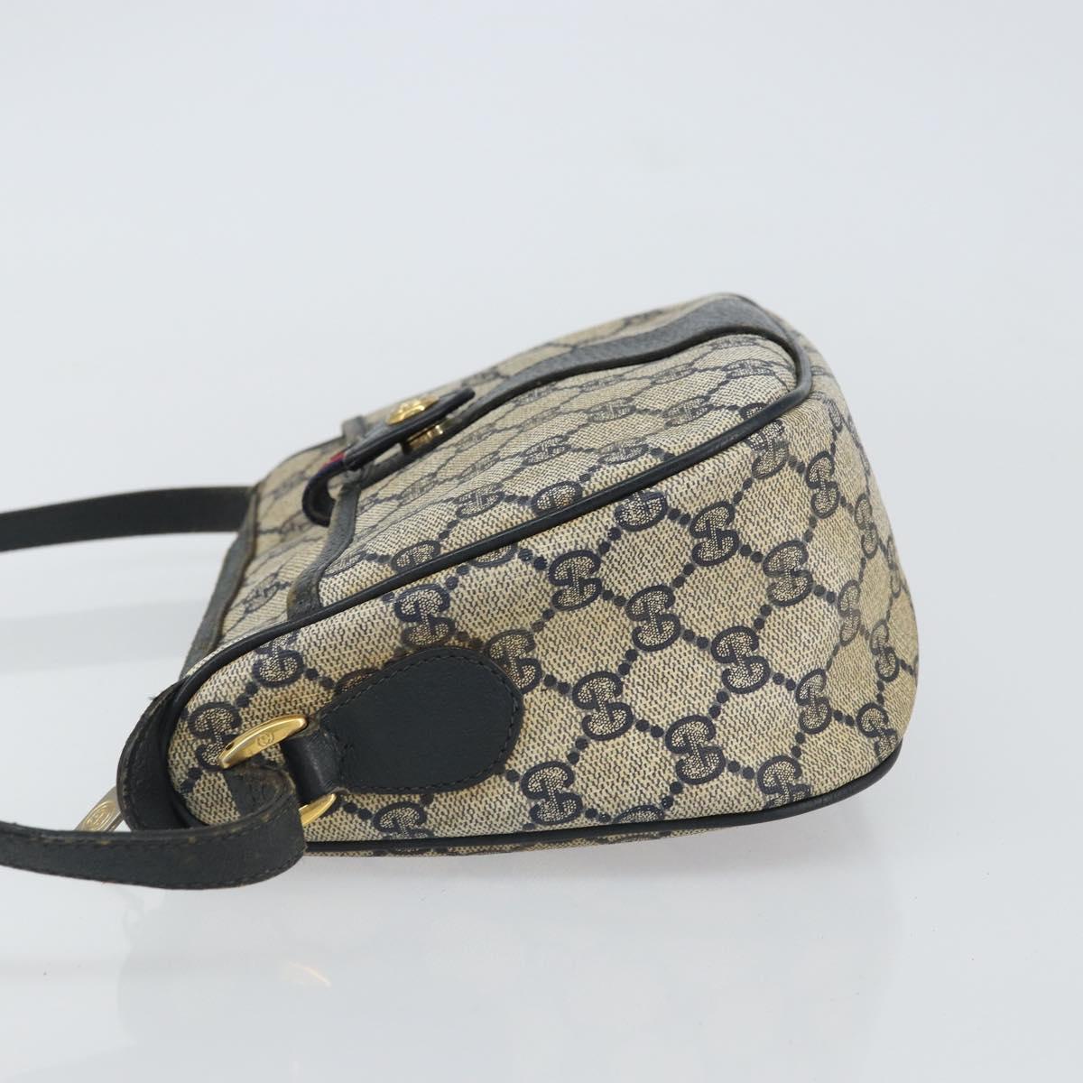 GUCCI GG Supreme Sherry Line Shoulder Bag PVC Navy Gold 89 02 032 Auth 158018