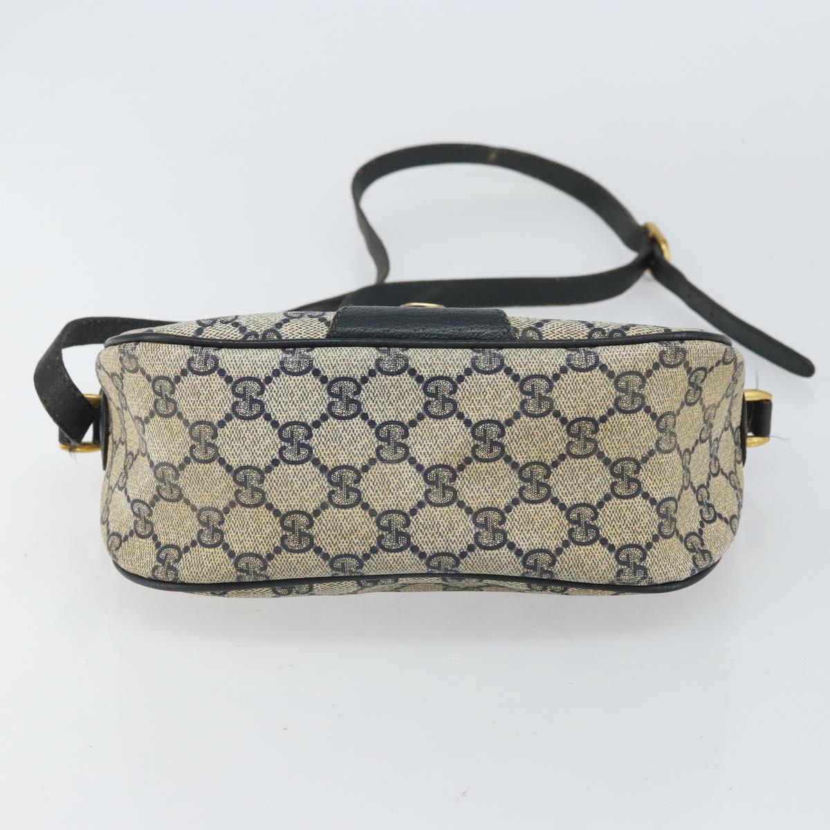 GUCCI GG Supreme Sherry Line Shoulder Bag PVC Navy Gold 89 02 032 Auth 158018