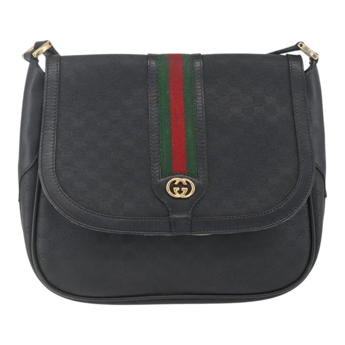 GUCCI Micro GG Supreme Web Sherry Line Bag PVC Black 001 116 0914 Auth 158025