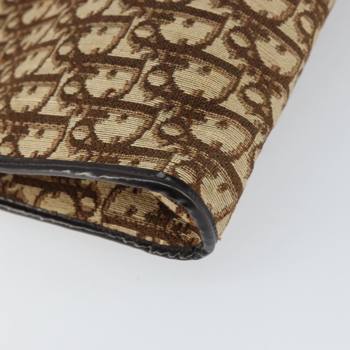 Christian Dior Trotter Canvas Shoulder Bag Beige Gold Auth 158032